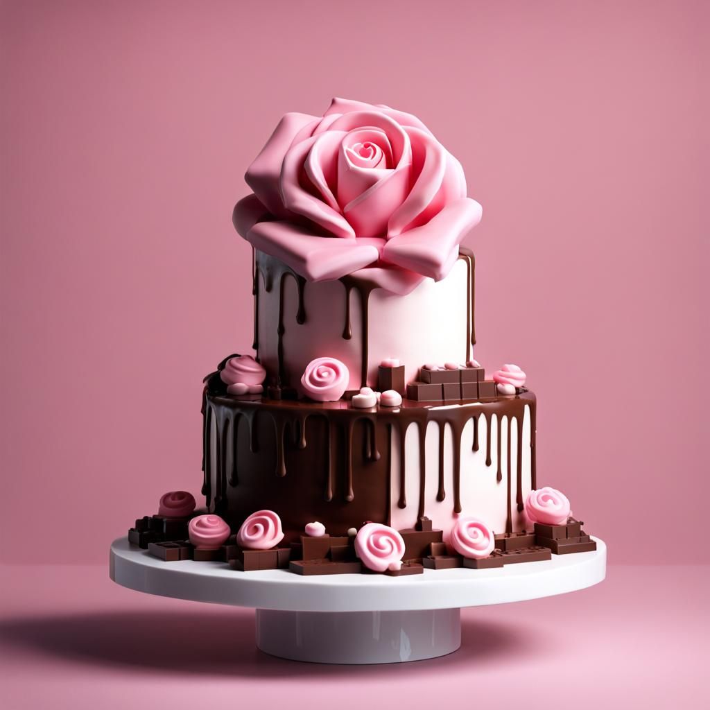 Hyperrealistic Rose Lego Chocolate Fountain Cake