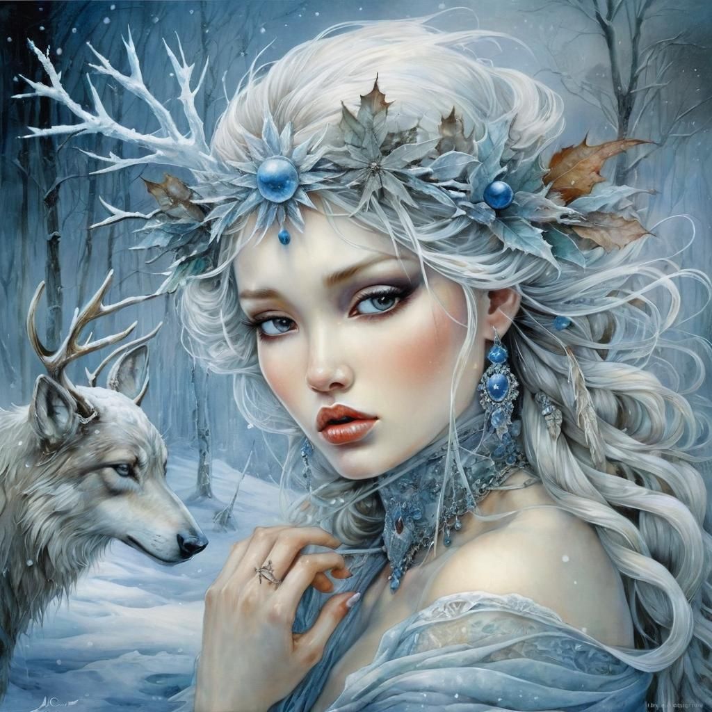 Frozen Winter Landscape in Surrealist Style