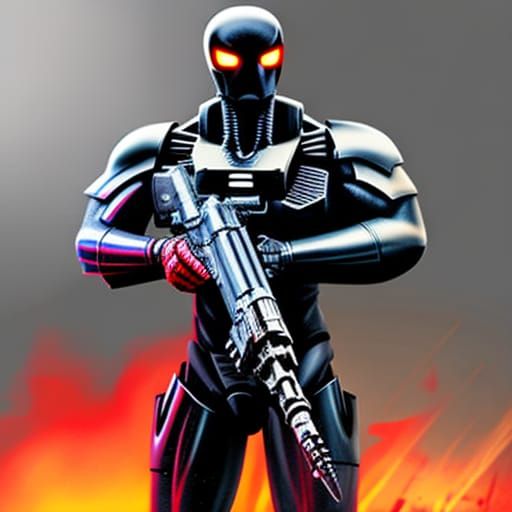 Futuristic Terminator Cobra Robot in Cyberpunk Style