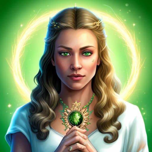 Wind Princess with Magic Orb and Green Eyes