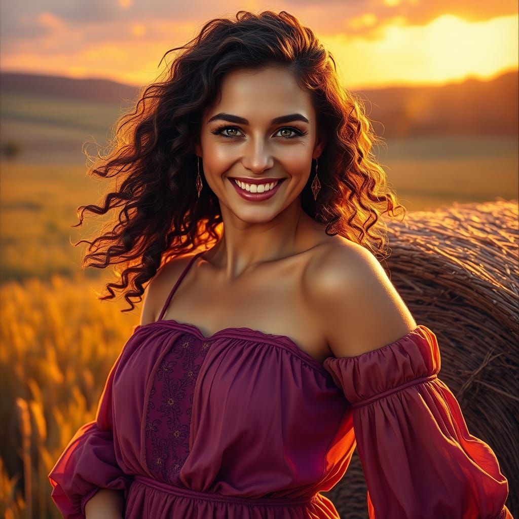 Sensual Half-Body Portrait in Vibrant Oil Painting Style