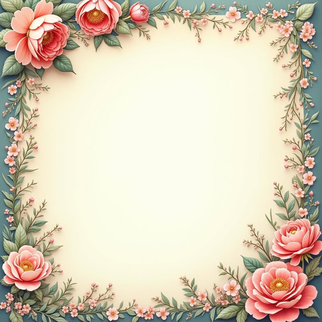 Dreamlike Stationery with Whimsical Border in Impressionisti...