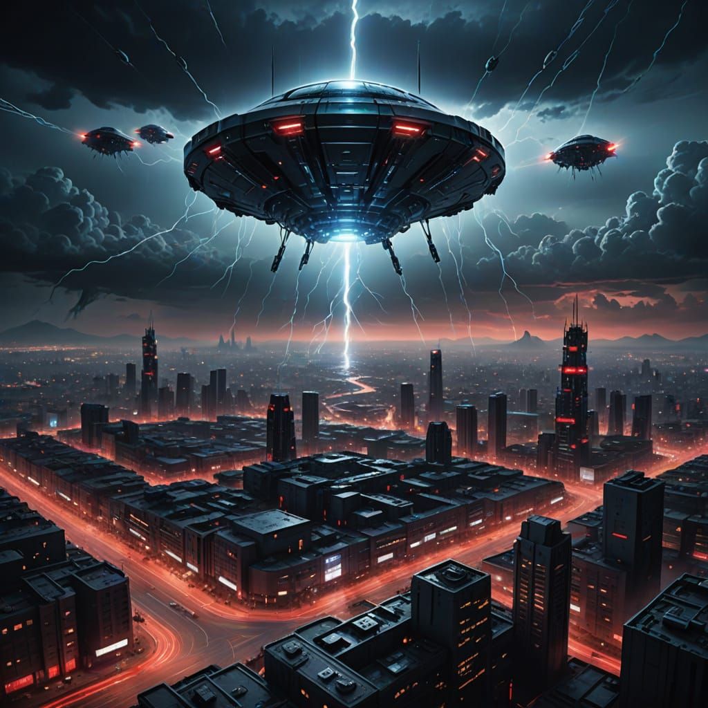 Futuristic City Under Skynet Control: Gritty Sci-Fi Scene