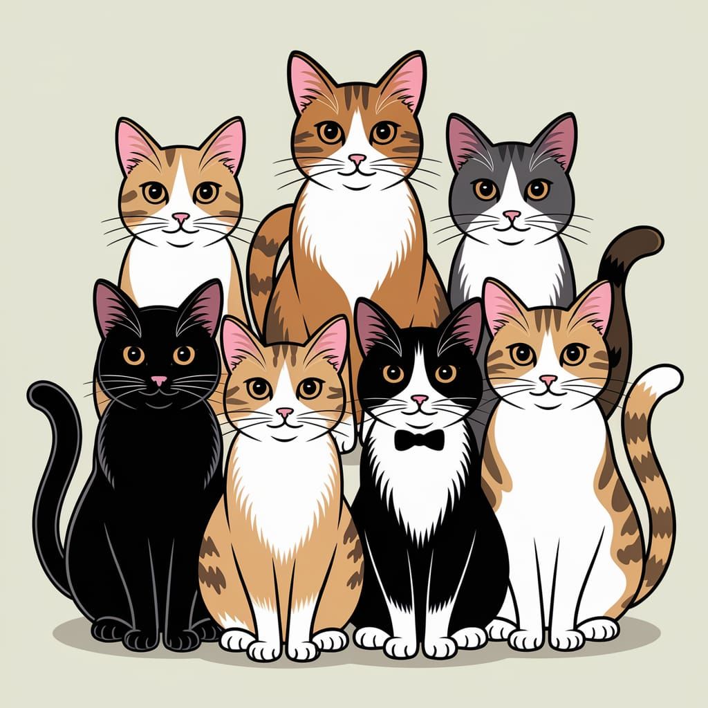 A Collage of Diverse Cat Breeds and Patterns