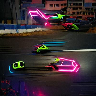 Neon Street Racing at Night in Cyberpunk Style