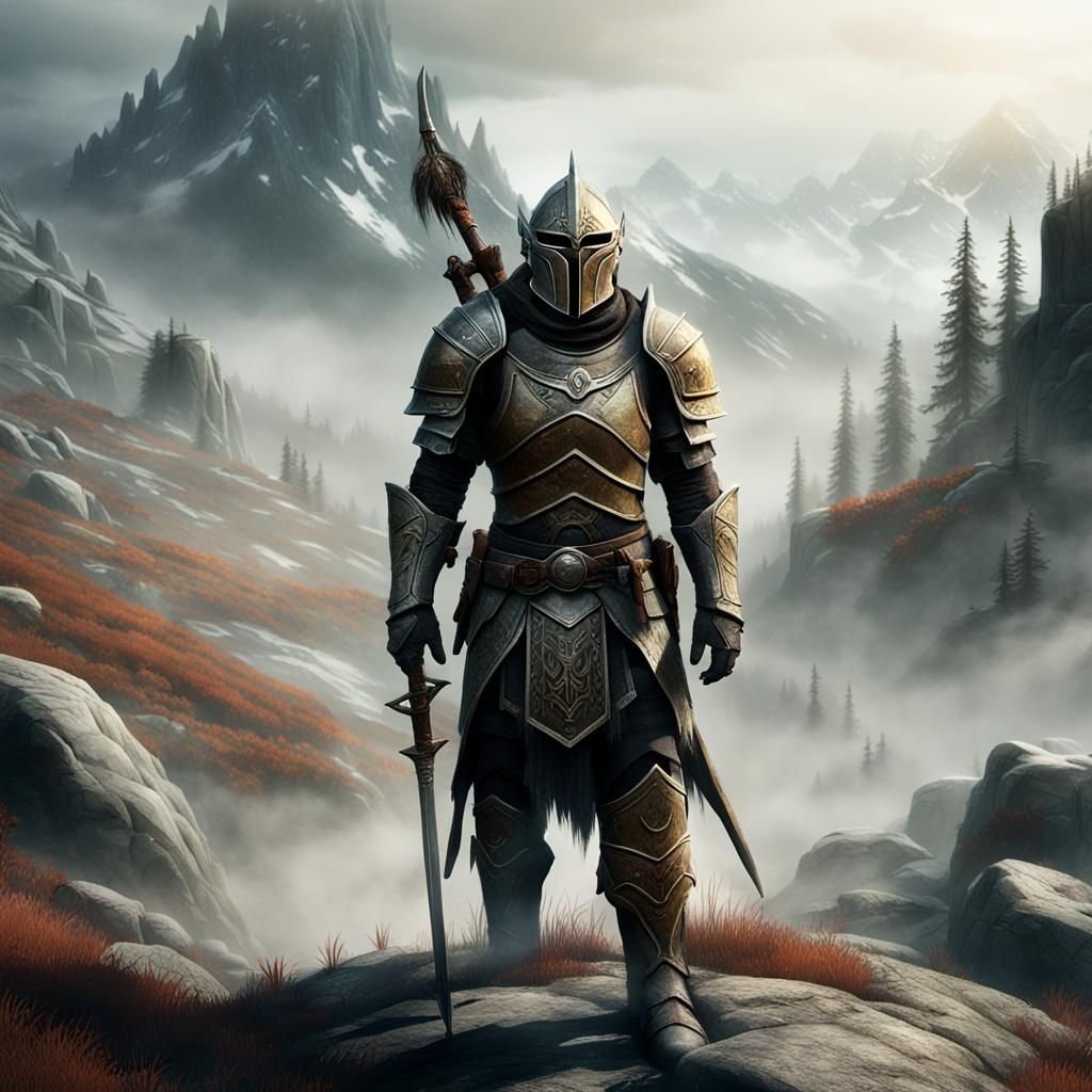 Epic Fantasy Hero in Earthy Triadic Armor