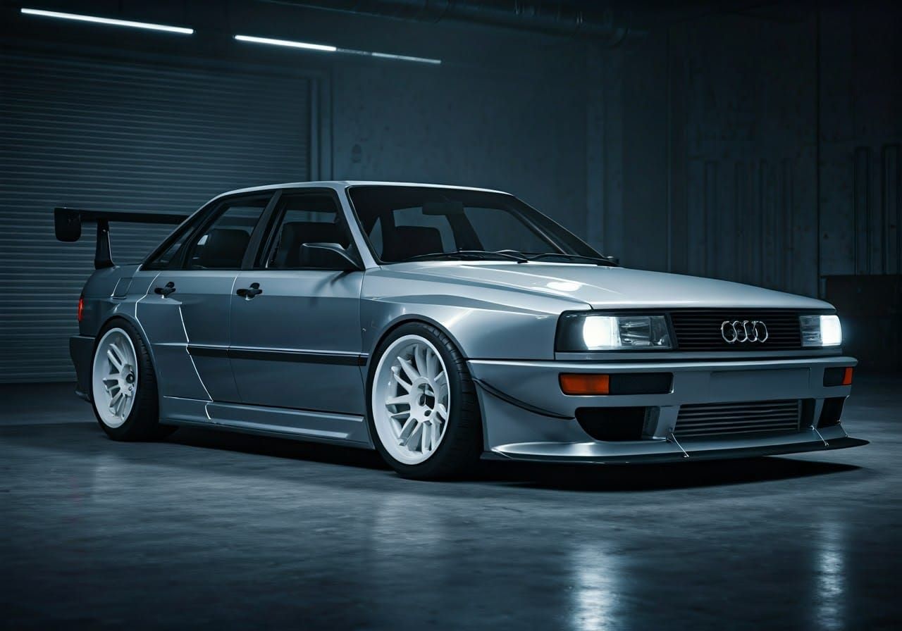 Sleek Audi 200 Turbo Quattro 20v in Cyberpunk Concept Style