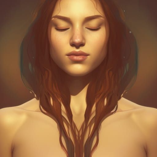 Detailed Portrait of Young Naturist Yoga Practitioner