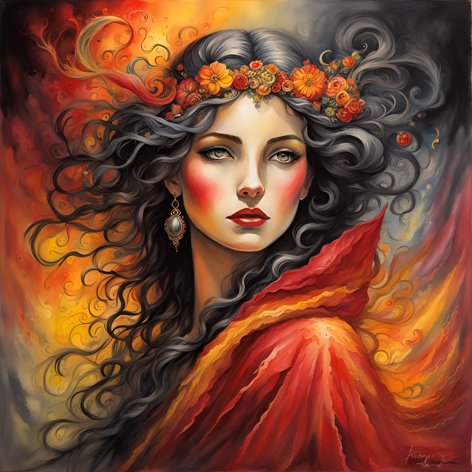 Eldritch Girl in Watercolor, Loose Style