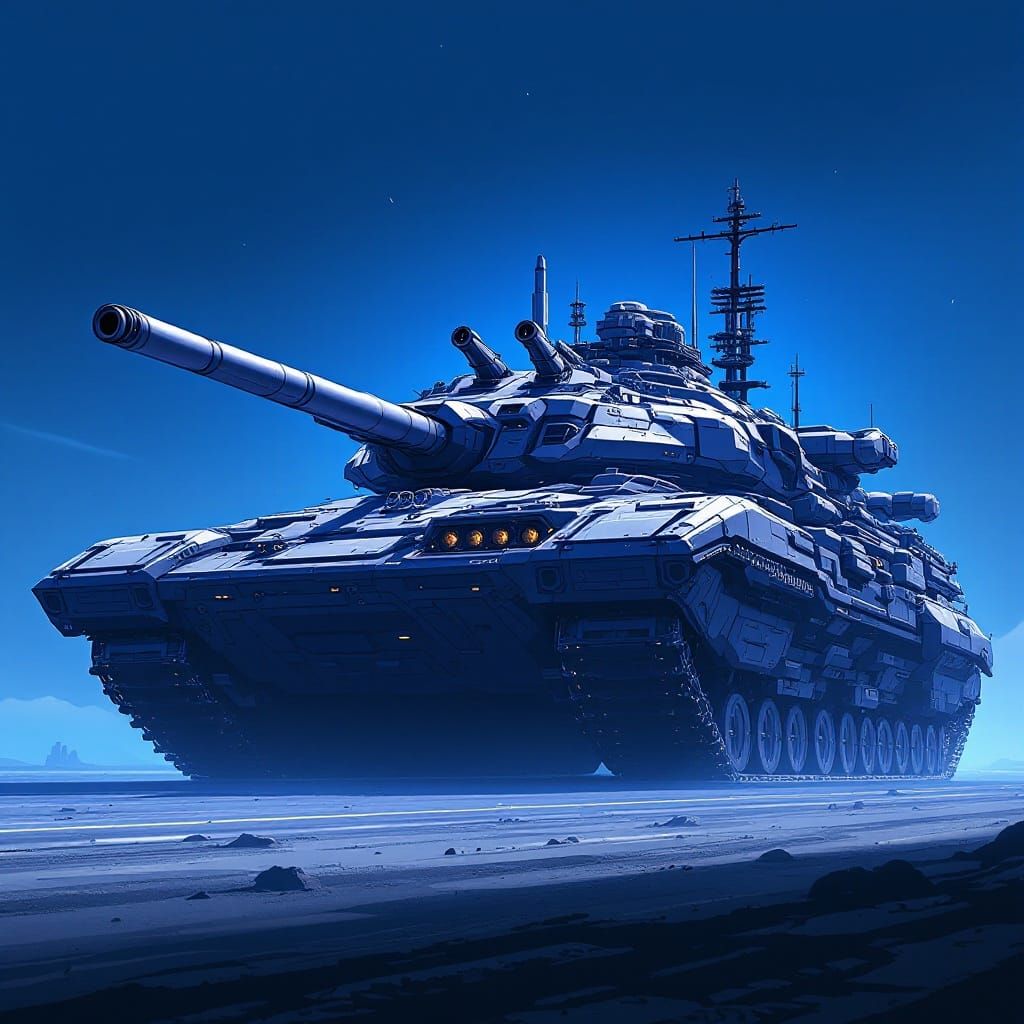 Cyberpunk Bolo-Style Battle Tank in Anime Style