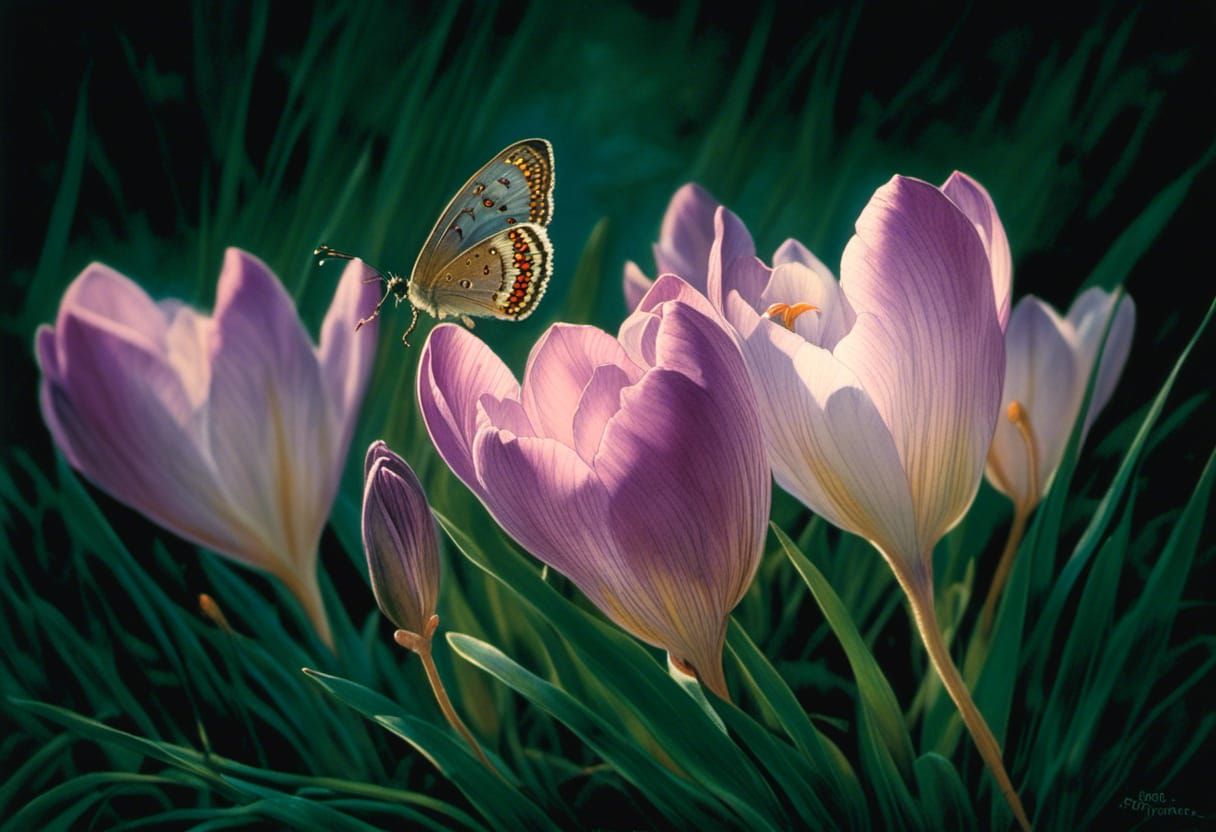 A Delicate Autumn Scene in Moody Evening Light