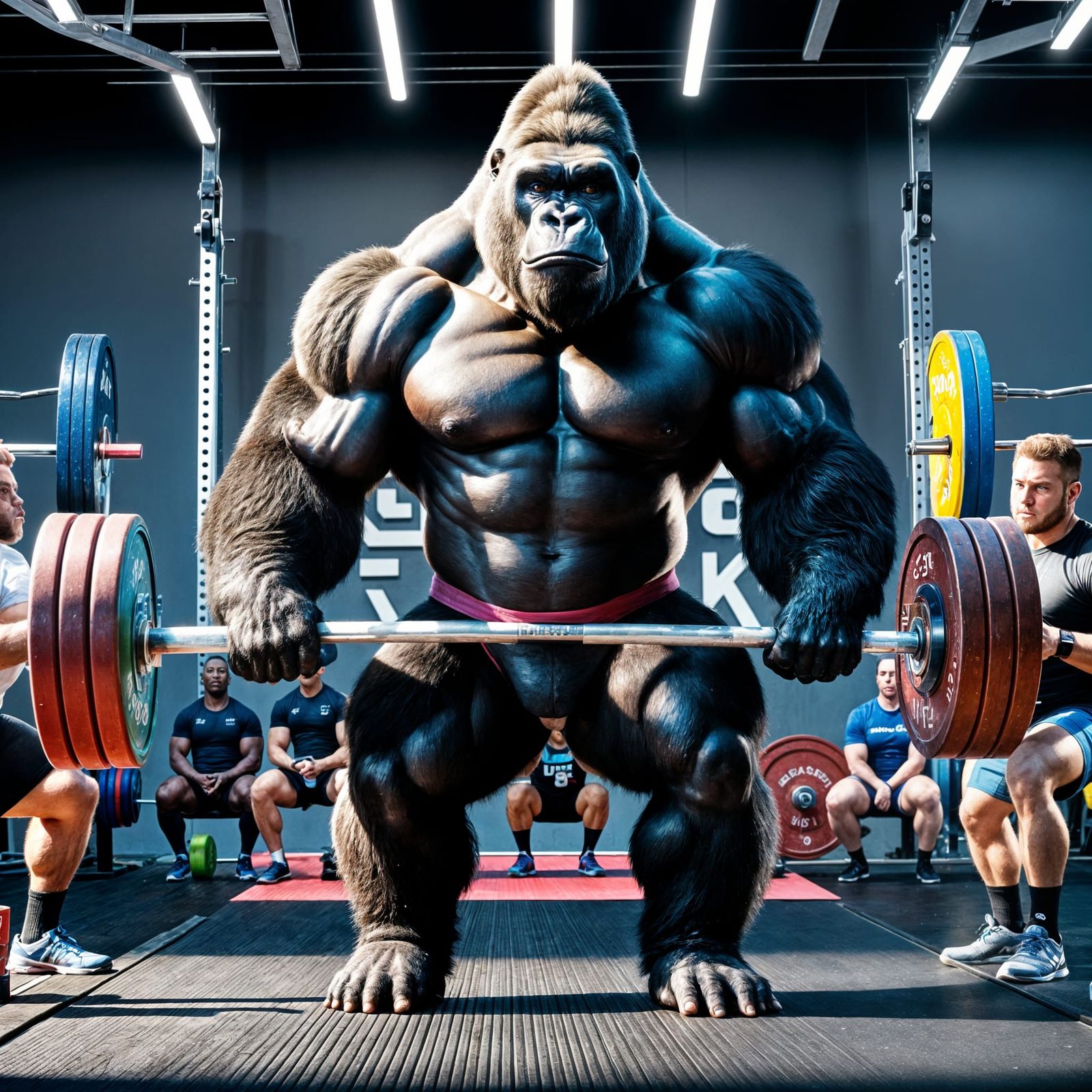 Hyperreal Gorilla Weightlifting in 16k 3D Render