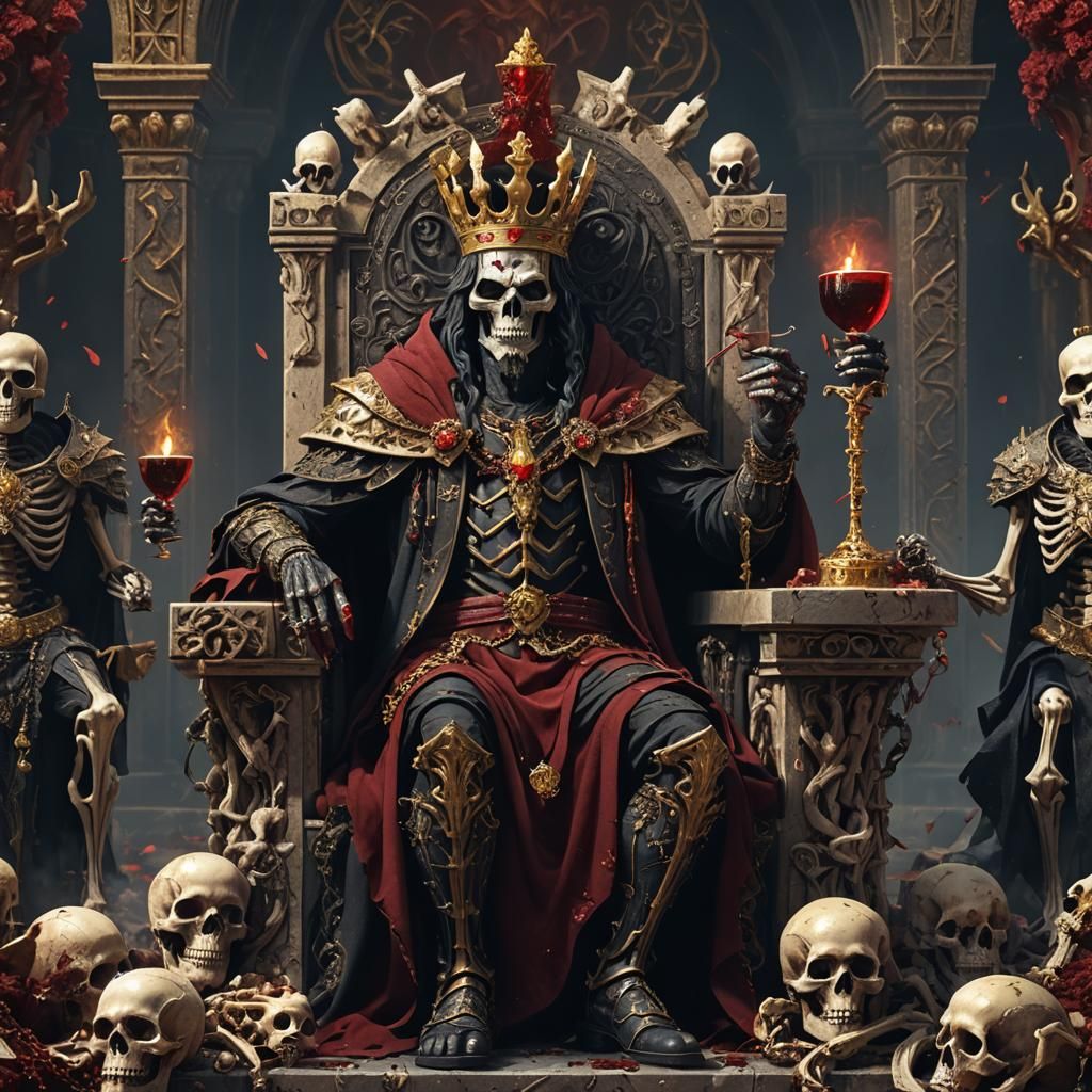 Hades on Bone Throne: Detailed Matte Painting
