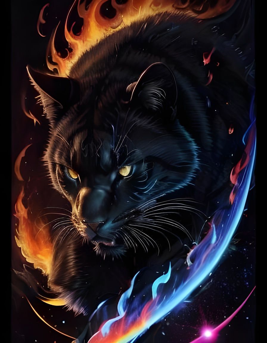 Fiery Black Panther in Flames