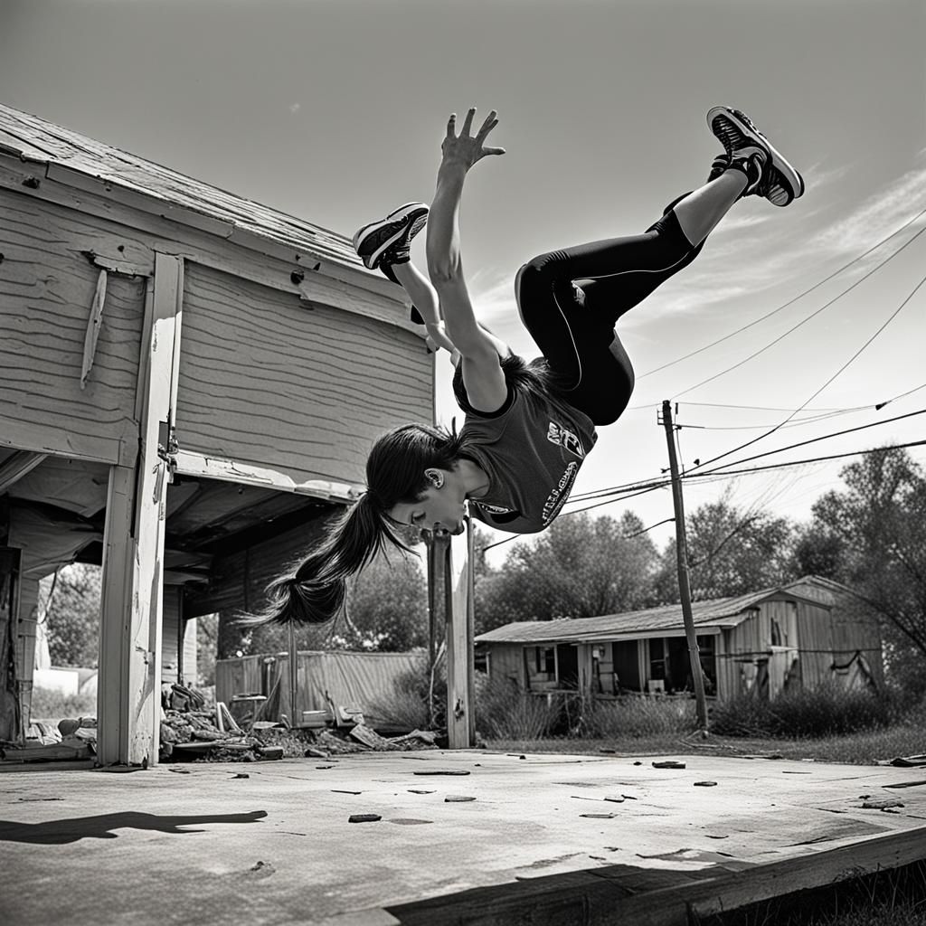 Girl Doing Backflip in Sinister Style