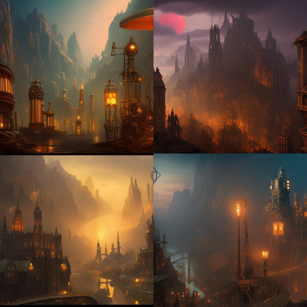 Jules Verne Steampunk Fantasy Concept Art
