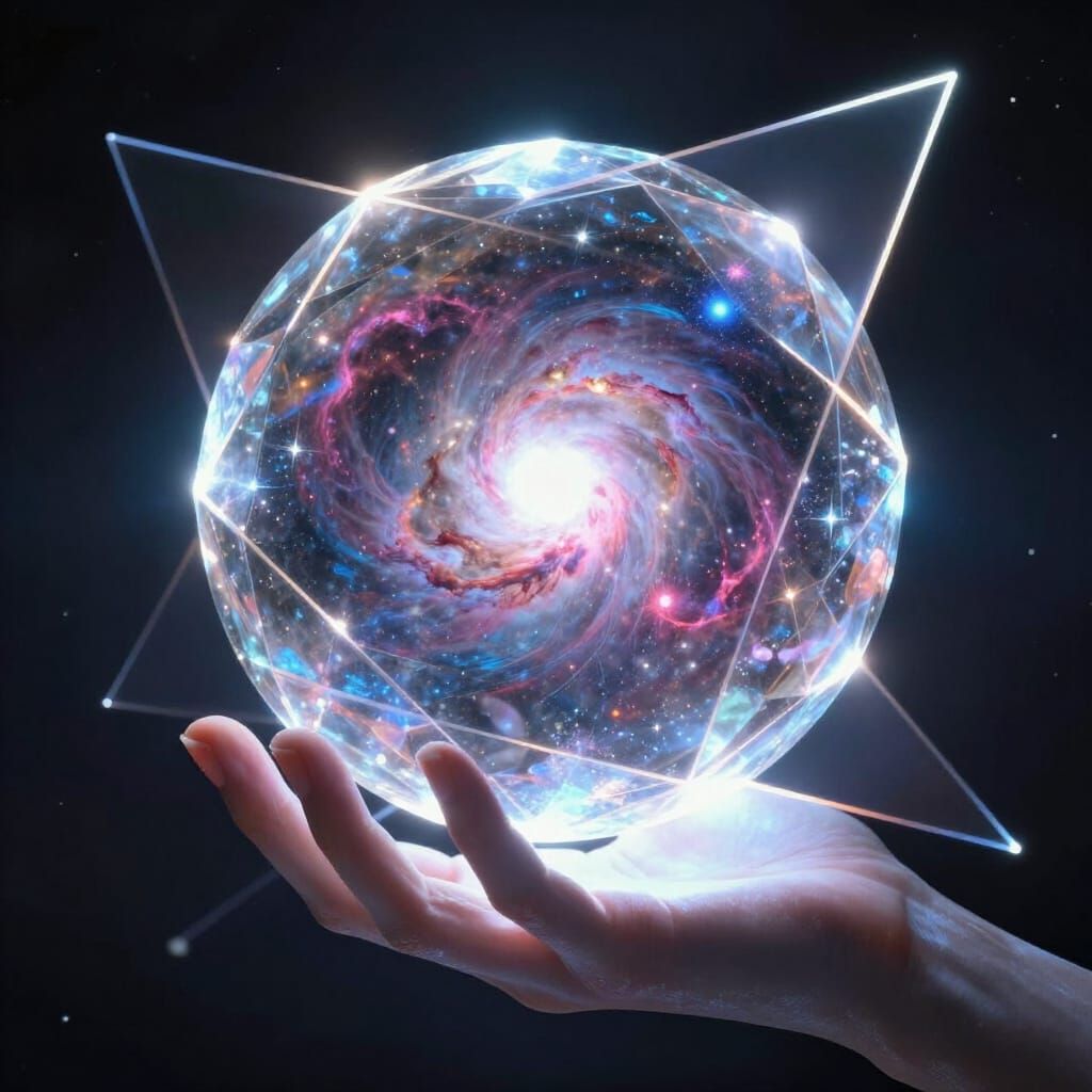 Cosmic Universe in Crystal Sphere Held by Geometric Light Ha...