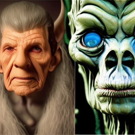 Lovecraftian Spock and Gandalf Portrait in Color