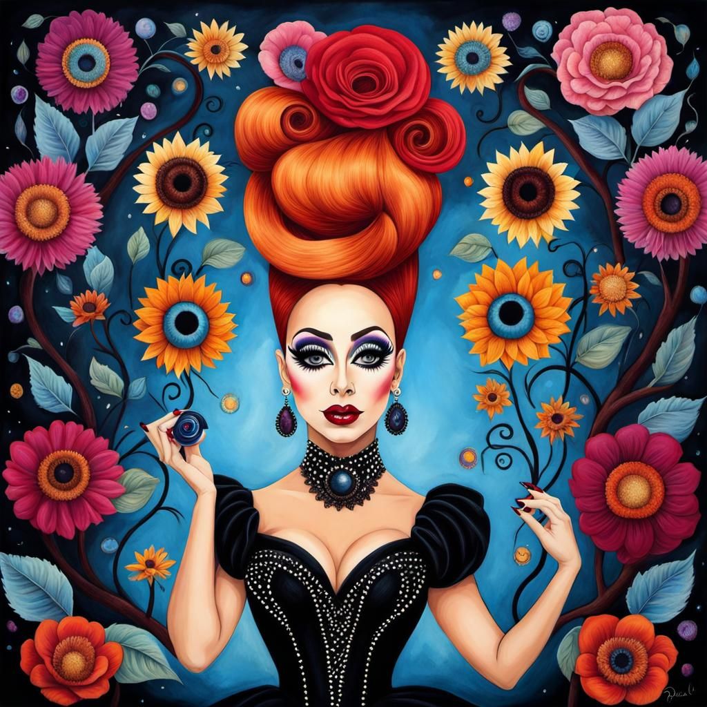 Surreal Drag Queen Portrait in Dark Fantasy Style