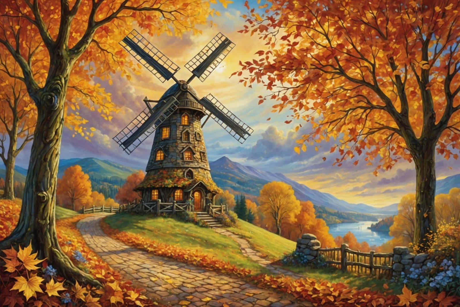 Autumn Windmill: Fantastical Digital Art in Unreal Engine