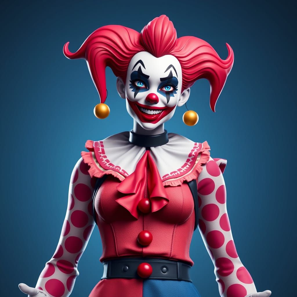 Stunning Female Clown in Fortnite-Inspired Art