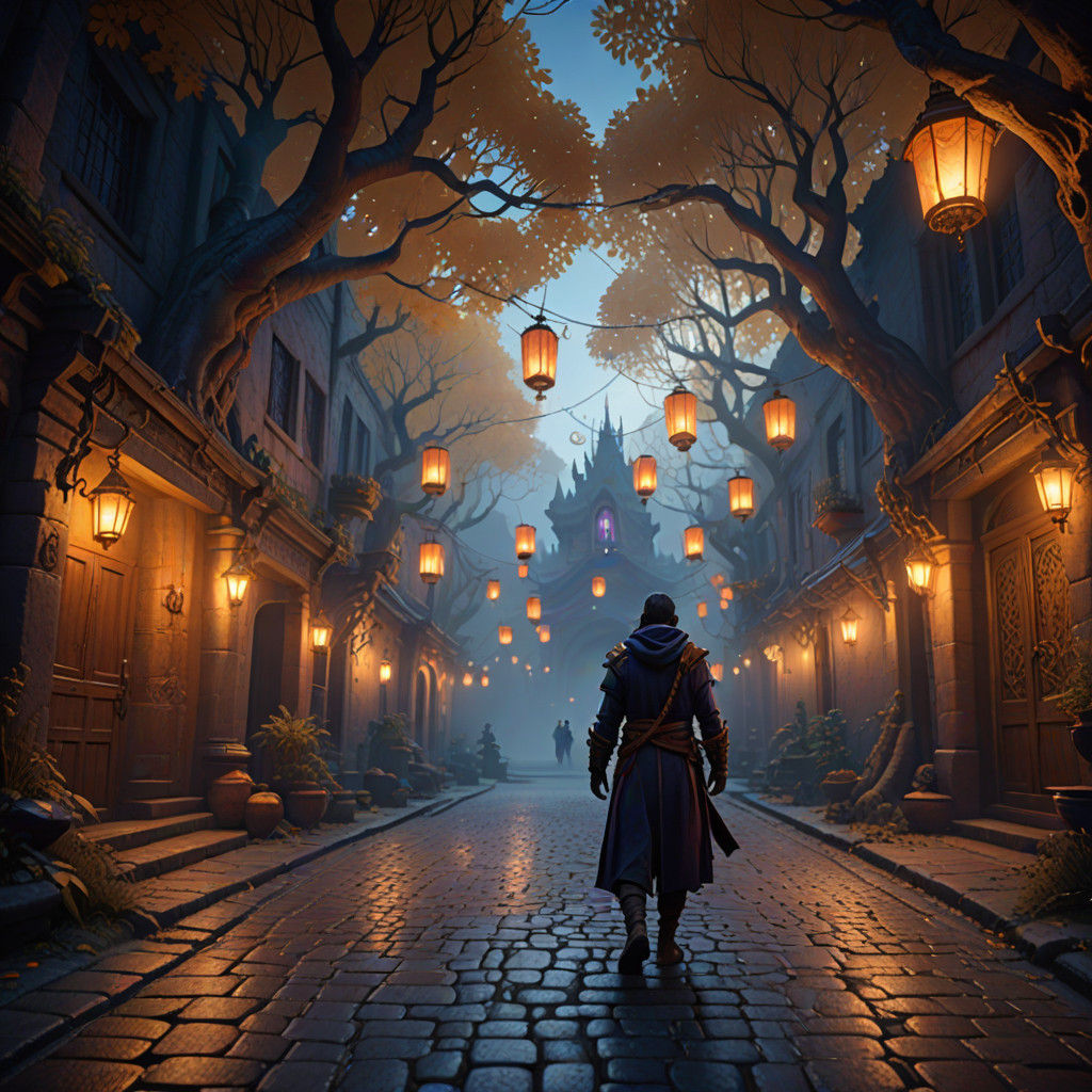 Ancient Streetwalk in Mystical Fog