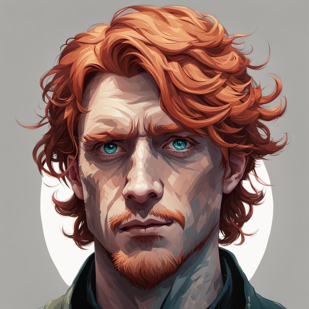 Handsome Redhead Portrait in Hyperdetailed Digital Art Style