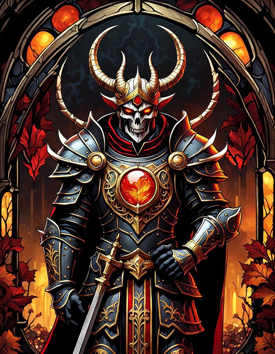 Gothic Demon in Stained Glass Dark Comic Style