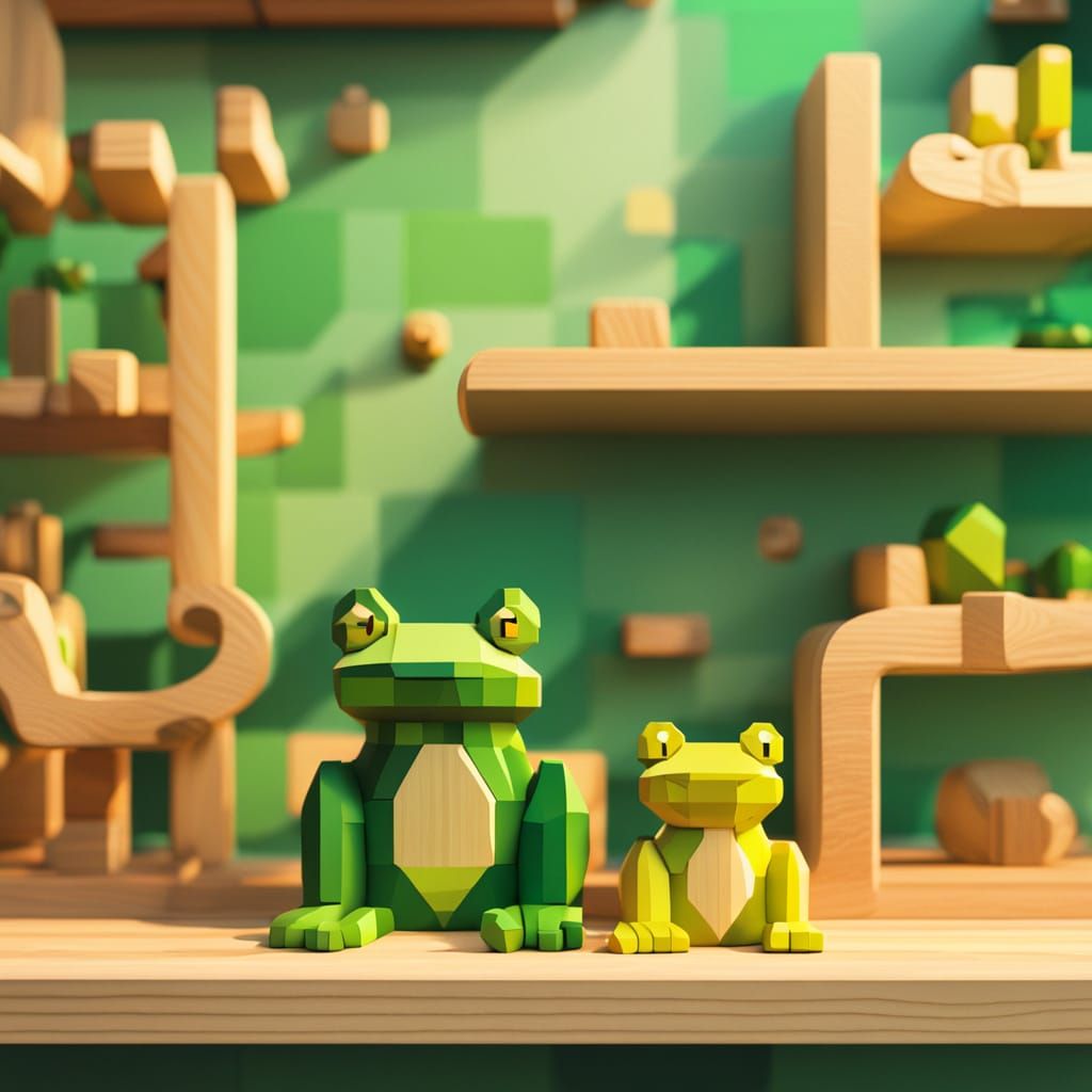 Blocky wooden froc toy collection