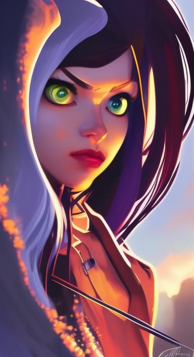 Sunset Shimmer Portrait with Magic, Detailed Digital Art