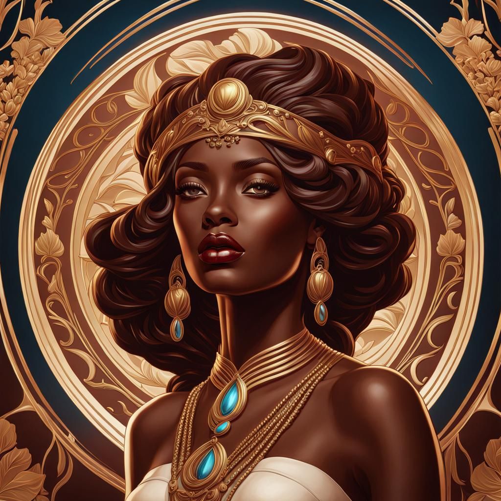 Art Nouveau Poster of Chocolate Goddess