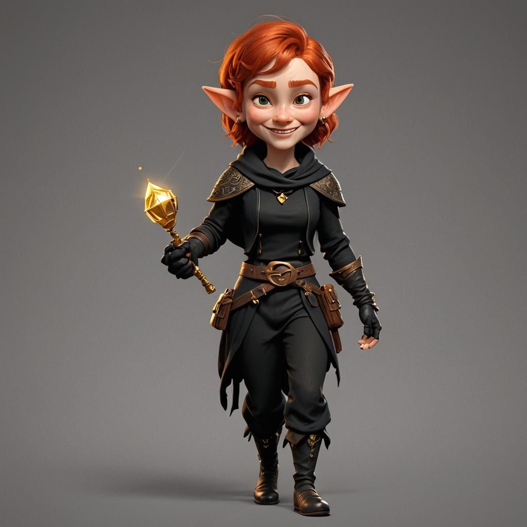 Redhead Halfling Thief Concept Art in 3D
