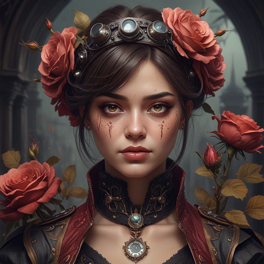 Steampunk Melancholy Queen of Dead Roses