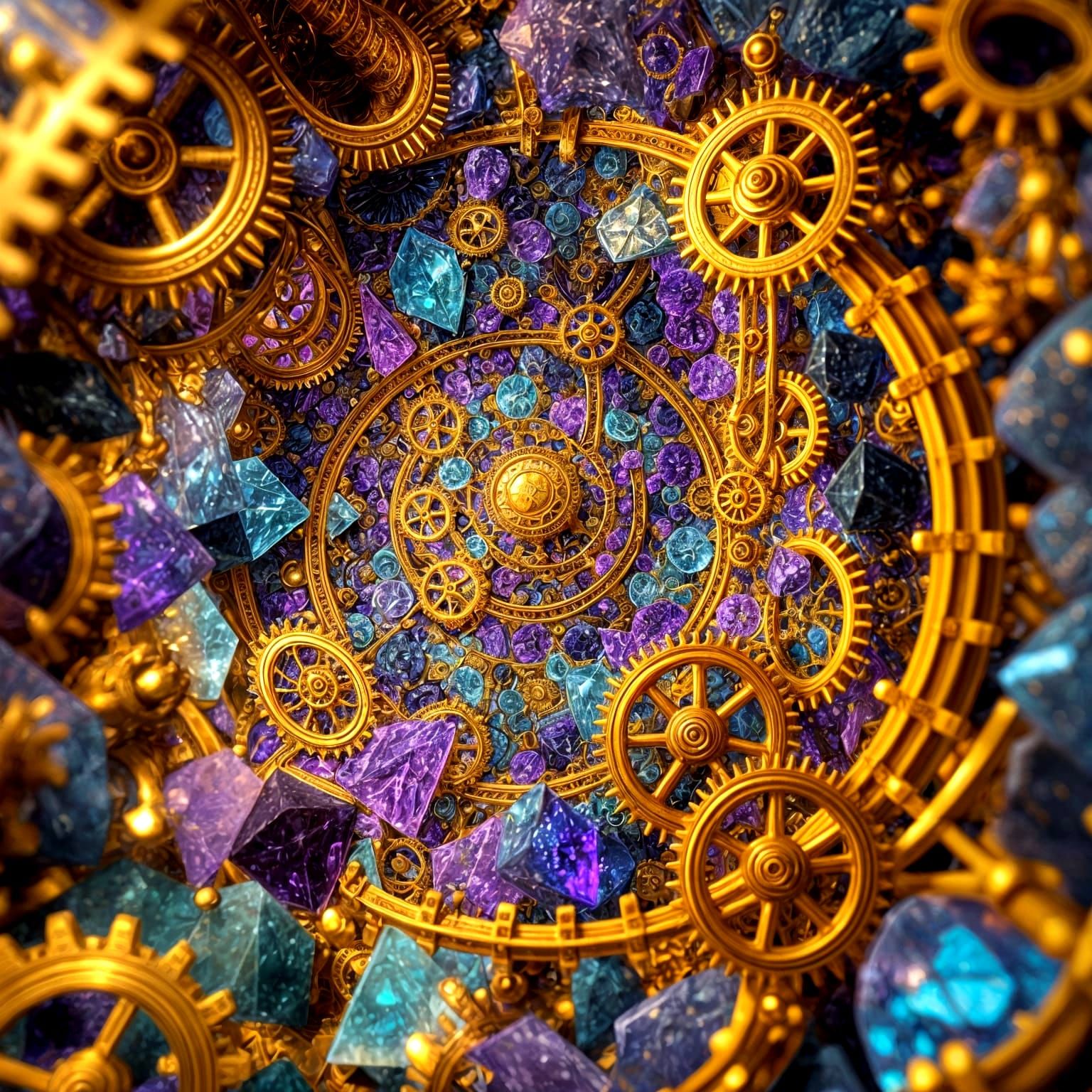 Steampunk Fourth Dimension with Mica Crystals in 3D