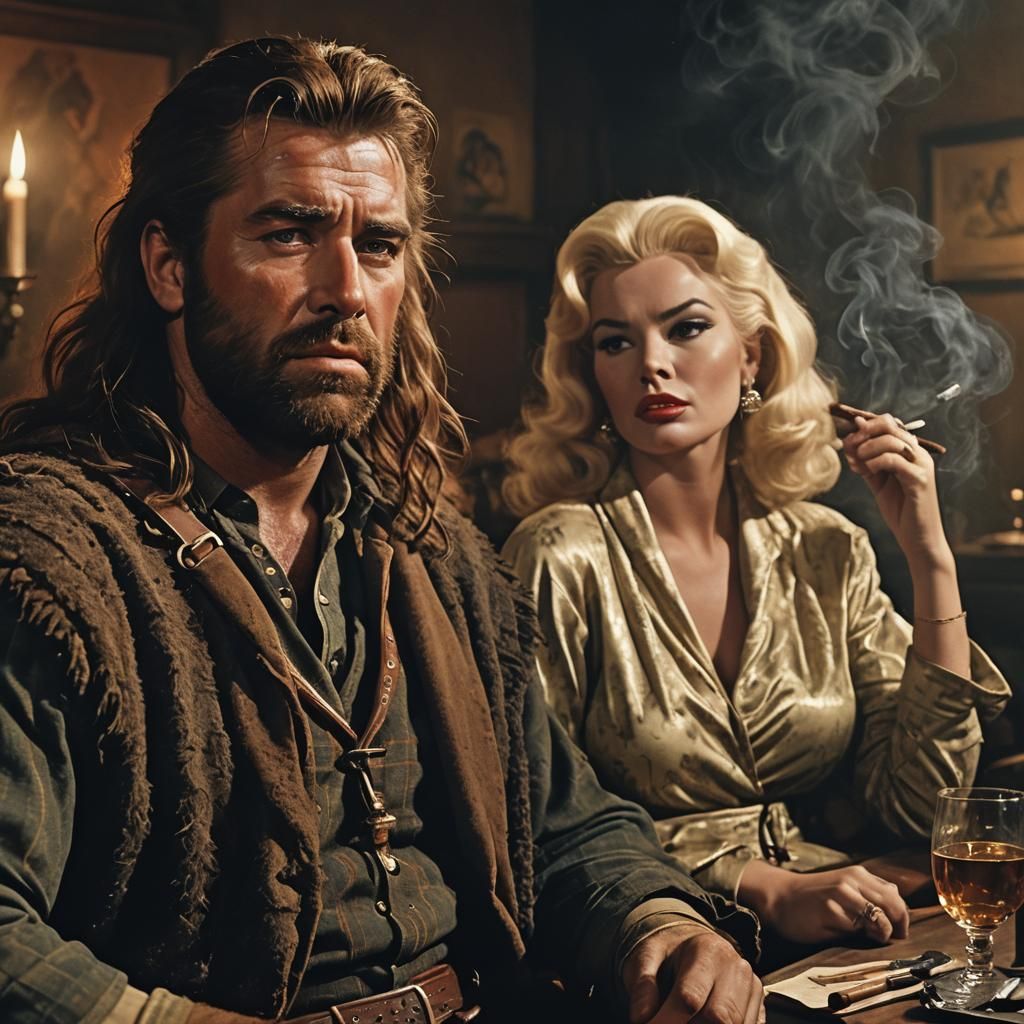 Braveheart and Jayne Mansfield in Film Noir Style