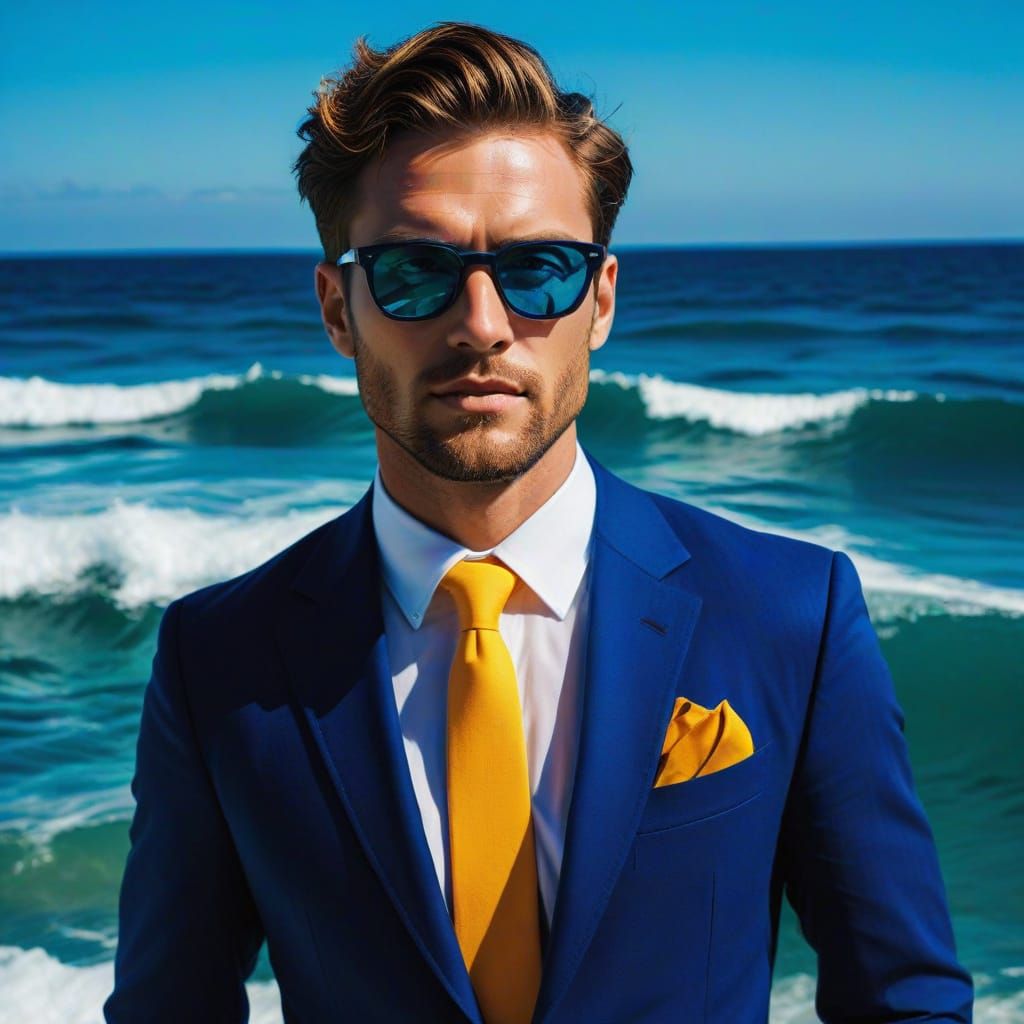 Vibrant Fauvist Scene of a Dapper Gentleman Basking in Sunsh...