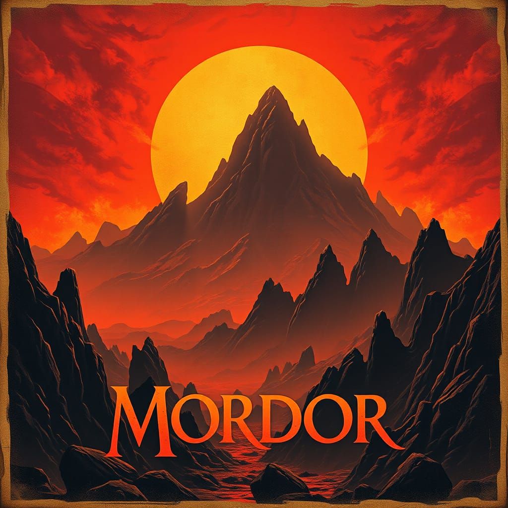 Mordor Travel Poster in Art Deco Style