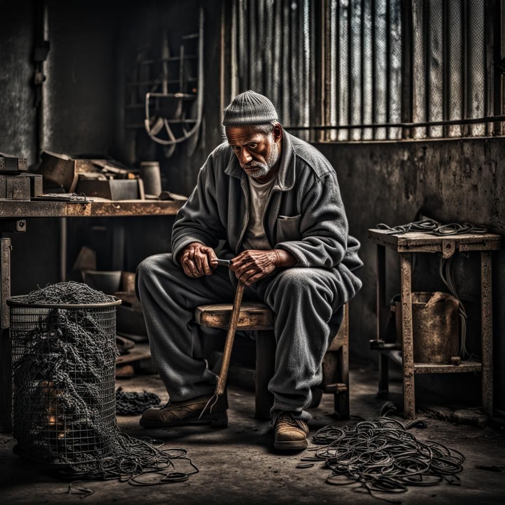 Captivating Image of Work as a Prison: Hyperrealistic Impres...