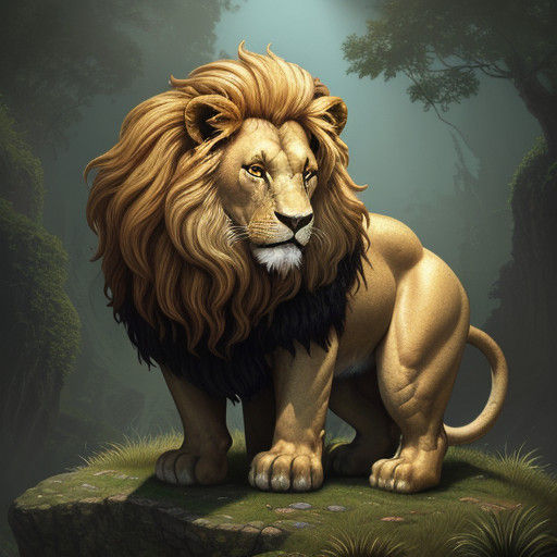 Majestic Chimera Emerges from Ancient Ruins