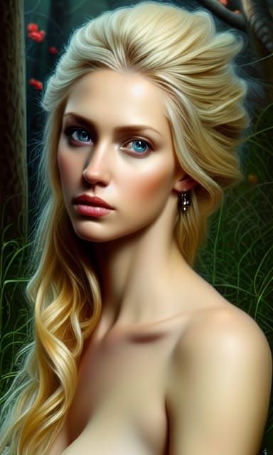 Detailed Photorealistic Painting of a Beautiful Blonde Woman