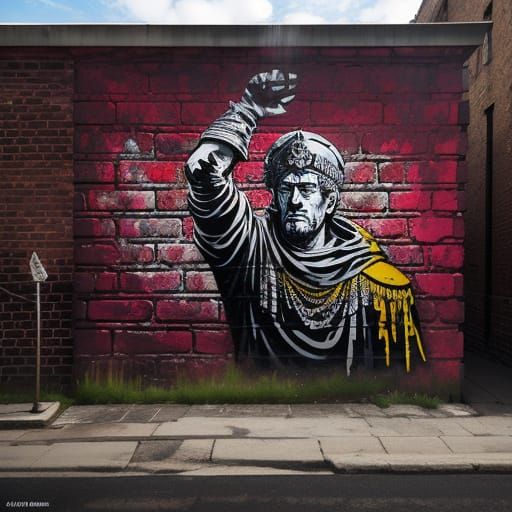 Roman Emperor Street Art in Vibrant Graffiti Style