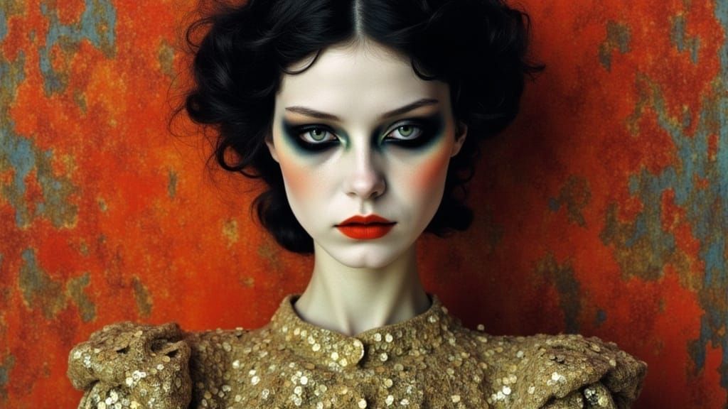 Woman's Subtle Side-Eye Portrait with Vibrant Colors