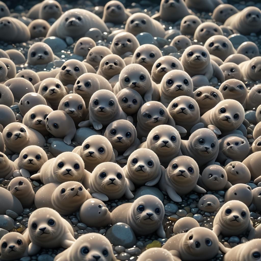 Glowing Chibi Baby Seal in 3D