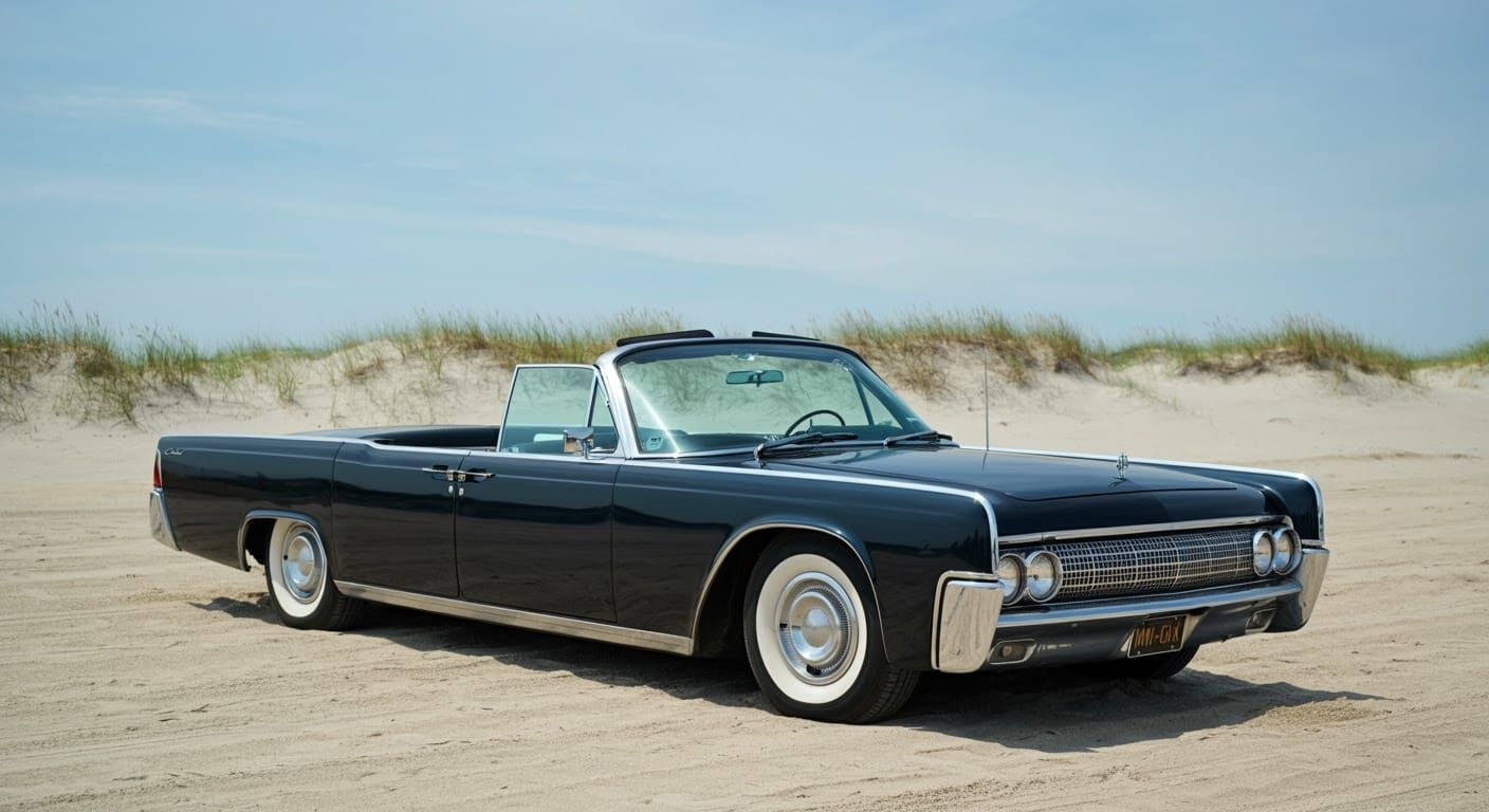 Vintage Lincoln Convertible on Hyannis Beach