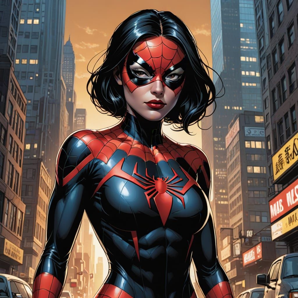 Spidergirl Ashley Barton in Striking Comic Art Style
