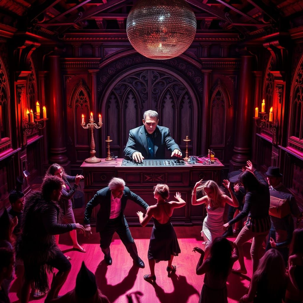 Frankenstein's Monster DJ at Gothic Halloween Party