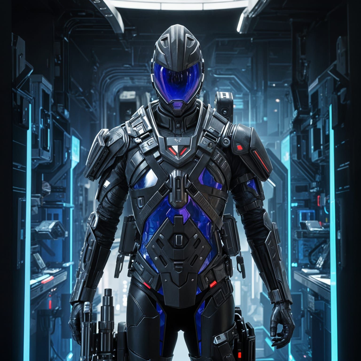 Futuristic Soldier with Jetpack in Dystopian Landscape