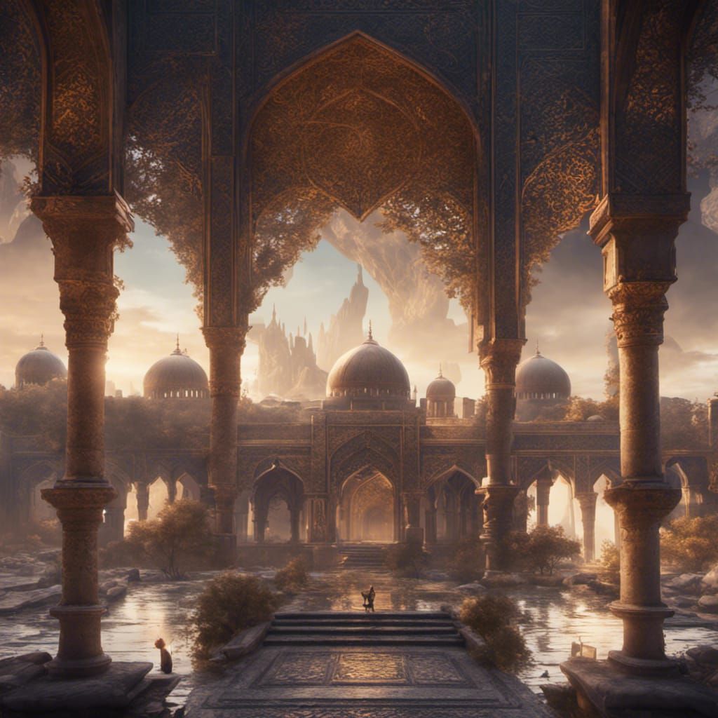 Detailed Matte Painting of Islamic Scene