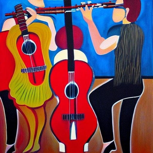 Flamenco Musicians and Dancer in Oil Painting