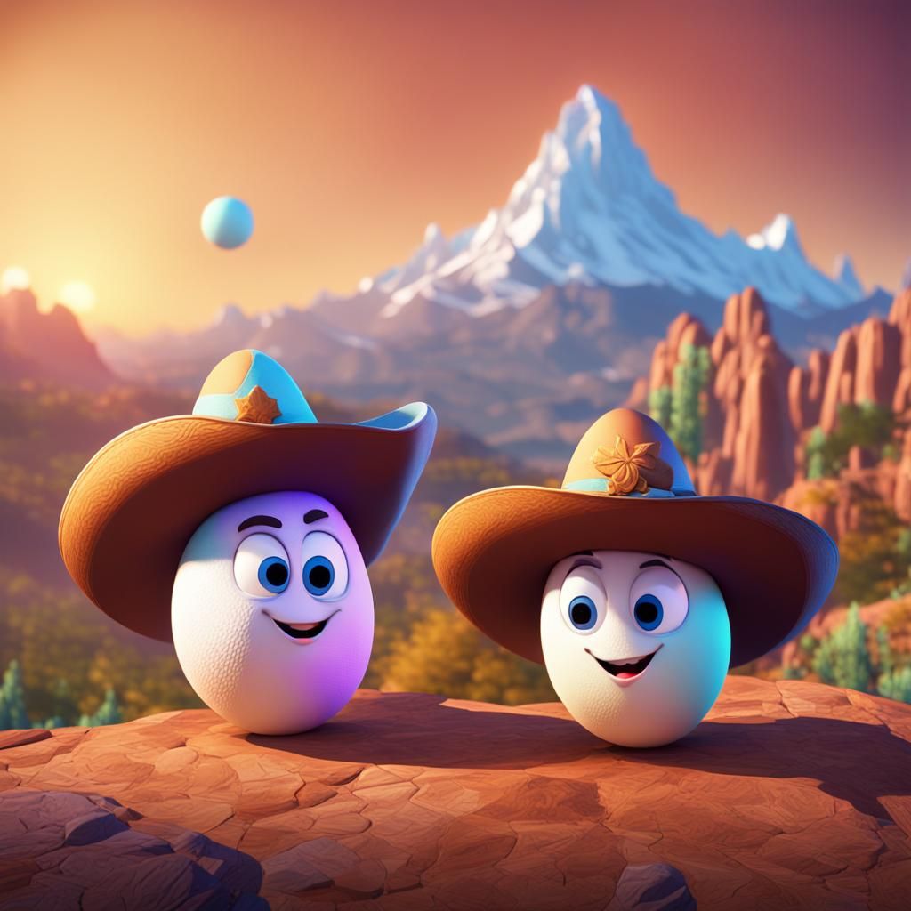 Eggs in Cowboy Hats: Pixar-Style 3D Art